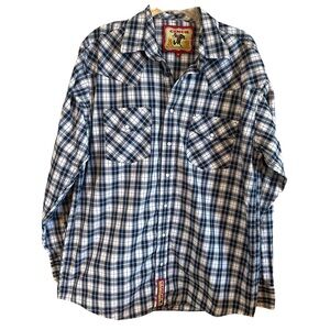 CINCH Blue & White Plaid Men’s Western Button Up Shirt